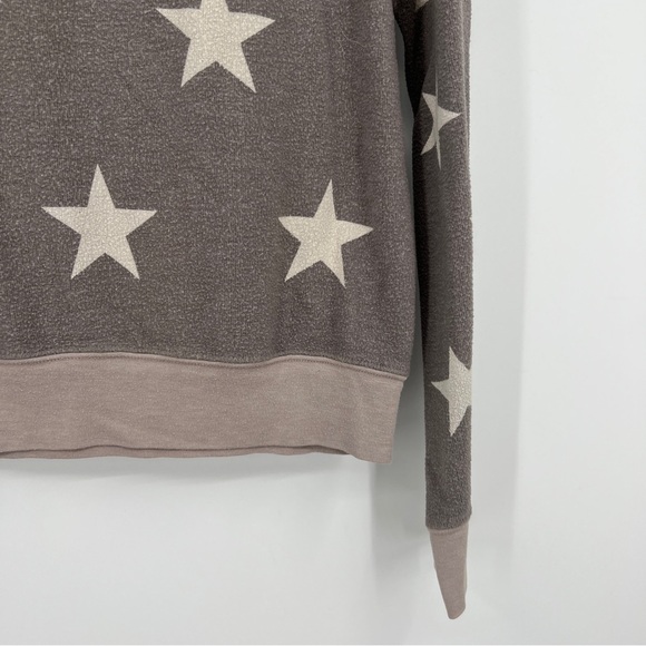Wildfox Star Print Knit Long Sleeves Gray Crewneck Heathered Pullover Sweater - Picture 8 of 12